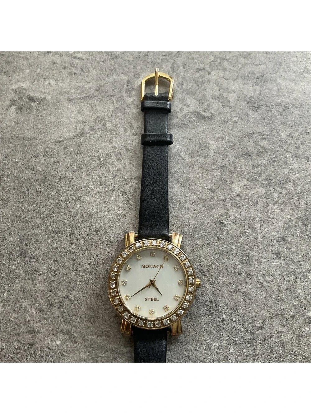 Beautiful Monaco Women’s Watch 32mm Gold Tone Case MOP Dial Leather Band D5